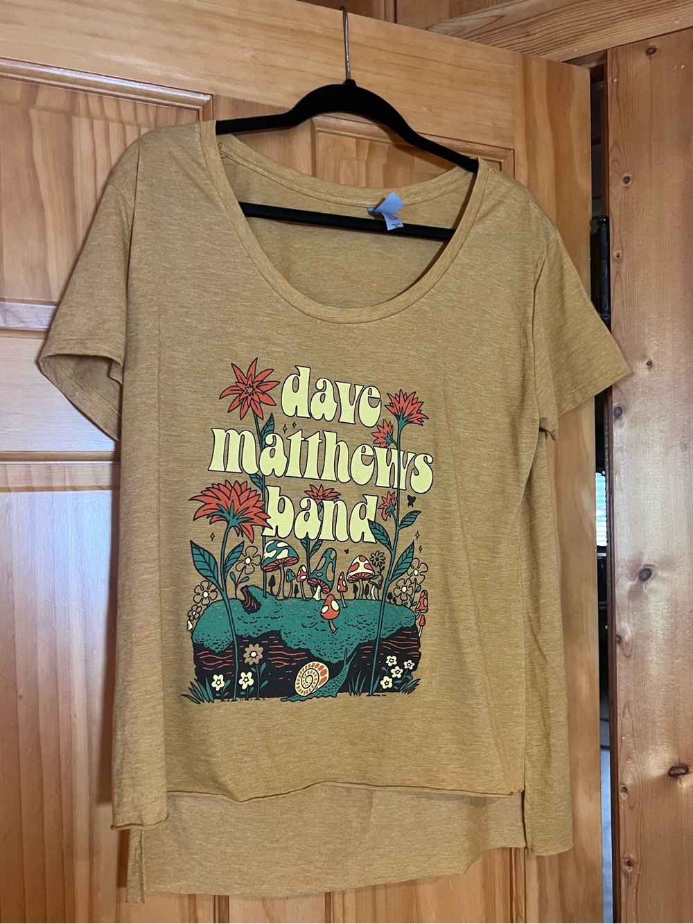 Dave Matthews Concert Mustard Graphic Scoop Neck Tee
